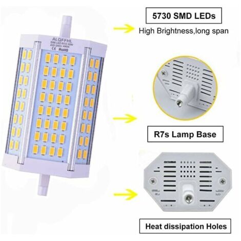 Lampadina LED dimmerabile R7S da 118 mm, 30 W, faretto lineare a LED a doppio attacco tipo J (equivalente a 200 W o 300 W alogeni T3), 3000 lumen, 4000 K, per illuminazione a parete/sicurezza/paviment