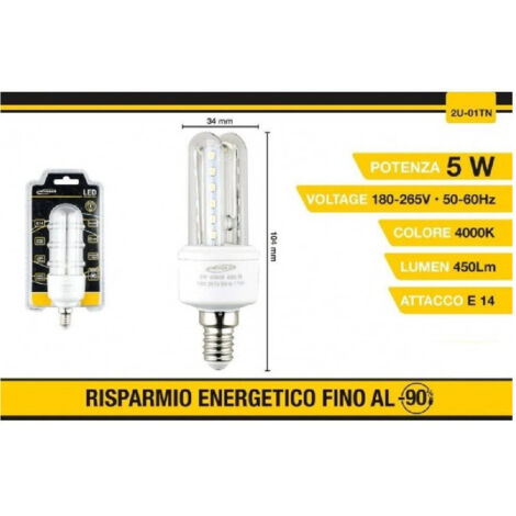 Lampadina Led E14 5w Bianco Caldo 3000k Fred 6500k Naturale 4000k 24d 2u-01t