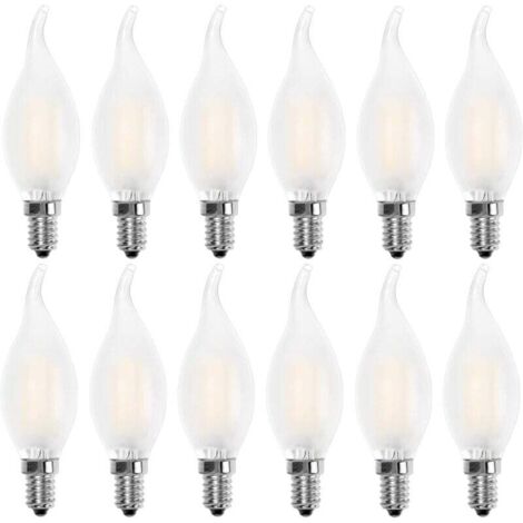 Lampadina LED E14 a forma di candela, bianco caldo 2700K, equivalente a una lampadina a incandescenza da 4W, 40W, 400 lm, confezione da 12