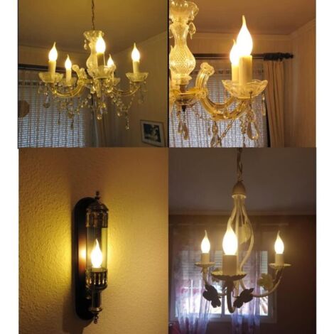 Lampadina LED E14 a forma di fiamma, a candela, luce bianca calda 2700K, equivalente a 40W di una lampadina a incandescenza, 400lm, confezione da 12 [Classe energetica A+]