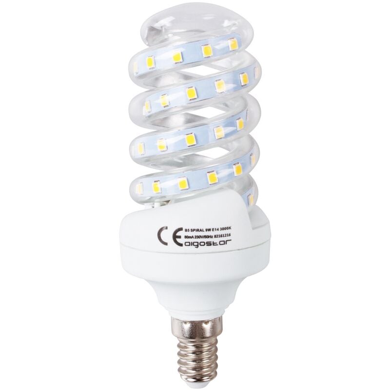 Aigostar - Lampadina Led E14 a tubo a spirale 9W