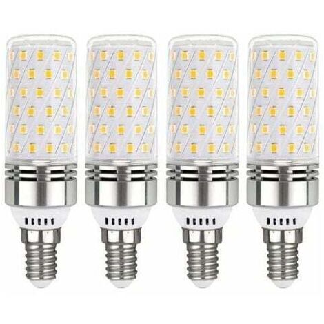 Lampadina LED E14 bianco caldo 3000K, lampadine LED E14 12W equivalenti a lampadine a incandescenza da 100W, lampadine a 360° con attacco Edison E14, non dimmerabili, confezione da 4