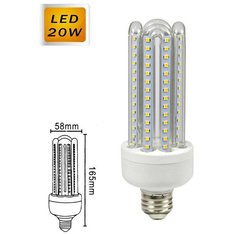 Image of Trade Shop Traesio - Lampadina Led E27 20w Luce Bianca Frossoda 6500k Calda 3000k Naturale 4000k 4u03t - -Bianco Naturale -