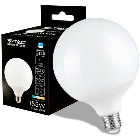 LAMPADINA LED E27 22W BULB G120 GLOBO SMD CHIP SAMSUNG -V-TAC VT-242 Bianco Caldo