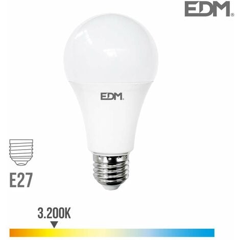 EDM Lampadina LED E27 24W rotonda A70 equivalente a 200W - Bianco Hot 3200K