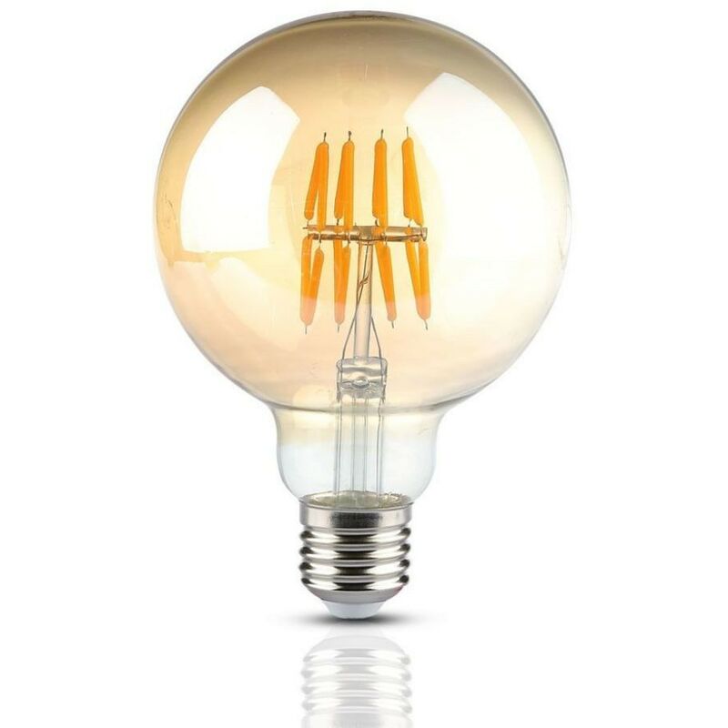 Image of V-tac - lampadina led E27 8W bulb G95 globo filament vetro ambrato - sku 217145