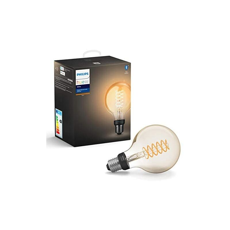 Image of Philips - Hue E27 led Smart Bulb, con Bluetooth, Filamento Globo G93, Luce bianca calda, Alexa e Google Compatibile Home