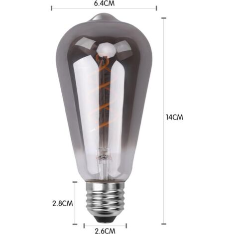 Lampadina LED E27 vintage, risparmio energetico, stile industriale, lampadina decorativa antica retrò E27, 6 W per camera da letto, ristorante, caffetteria, bar, bistrot, filamento giallo, confezione 