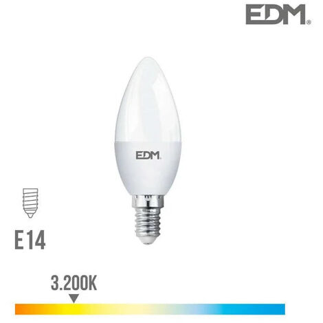 Lampadina LED EDM a candela E14 7W 600lm 3200K Luce calda Ø35x107mm