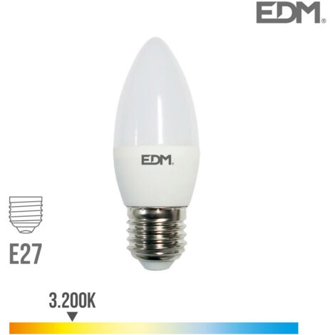 Lampadina LED EDM a candela E27 5W 400lm 3200K Luce calda Ø3,5x10cm