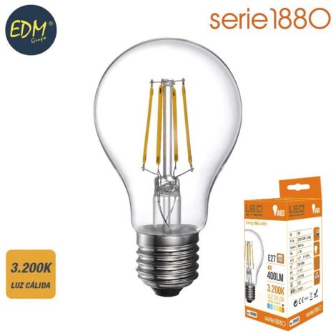 Lampadina LED EDM Filamento Standard E27 4W 500lm 3200K Luce Calda Ø6x10.6cm