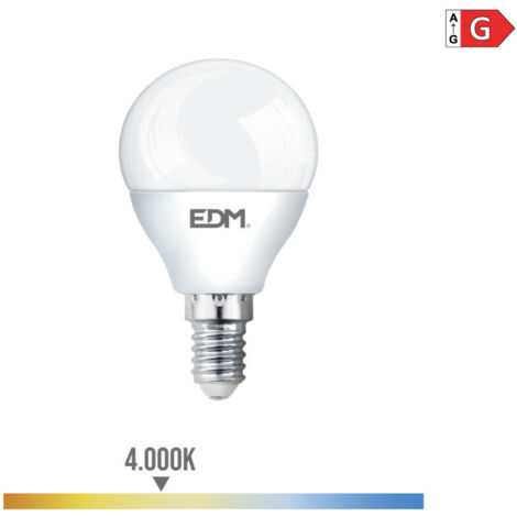 Lampadina LED EDM sferica E14 5W 400lm 4000K Luce naturale Ø4.5x8cm