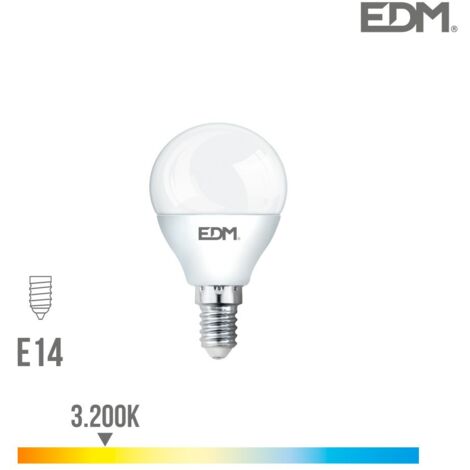 Lampadina LED EDM Sferica E14 7W 600lm 3200K Luce Calda Ø4.5x8.2cm