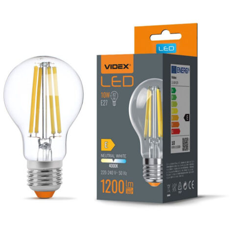Lampadina LED Filament A60 10W E27 4000K 1200lm Videx