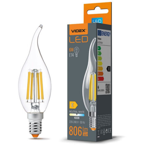 Lampadina LED Filamento Fiamma C35 6W E14 4000K Videx