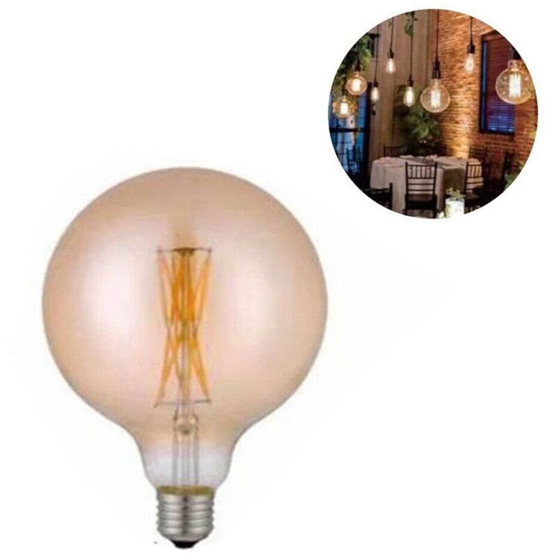 R&g - lampadina led filamento G125 vintage lampada globo E27 12W luce naturale 4000K