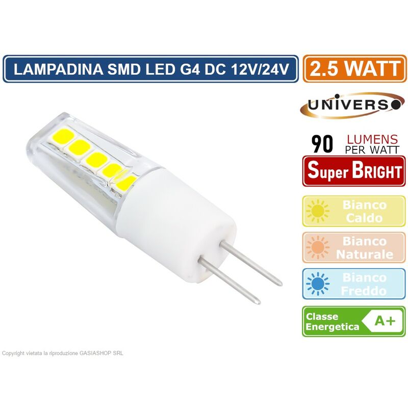 Image of Universo - lampadina led G4 2.5W bulb chip smd 300° 220 lumen ac/dc 12V - Colore Luce: Bianco Freddo