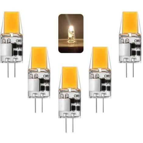 Lampadina LED G4, 4W LED G4 equivalente a lampada alogena da 50W, lampadine G4 AC/DC 12V, non dimmerabili, bianco caldo 3000K 500LM protezione occhi, confezione da 5