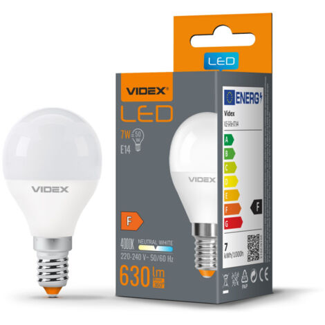 Lampadina LED G45 opale 7W E14 neutra 630lm 4000K Videx