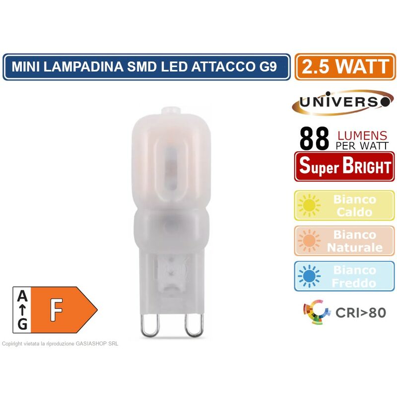 Image of Mini lampadina bulb led smd 2835 G9 2.5W 220 lumen 3000K - 4000K - 6500K - Colore Luce: Bianco Freddo