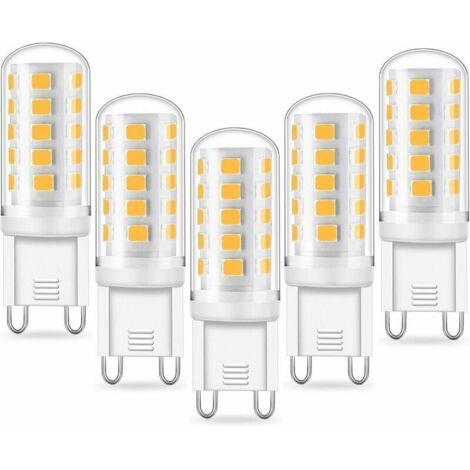 Lampadina LED G9 da 5W, equivalente a 40W, luce bianca fredda 6000K, 220-240V, angolo del fascio luminoso di 360°, non dimmerabile, confezione da 5