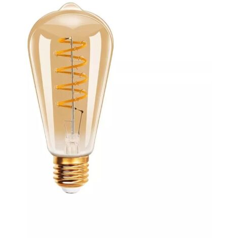 Lampadina Led Luce Calda 4 W Filamento A Spirale Vetro Ambrato Vintage E27 St64s