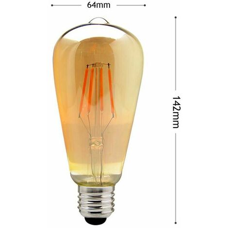Lampadina E27 led 12 w globo max vetro ambra vintage luce calda 2200k