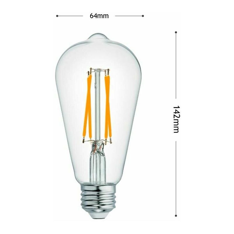 Image of Lampadina Led Luce Calda 8w Filamento In Vetro Trasparente E27 8 w e 27 T64-tc