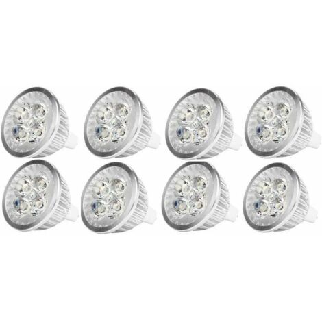 Lampadina LED MR16 4W, lampadina LED da 12V 4W con attacco MR16 GU5.3, utilizzata per l'illuminazione di esterni, equivalente a una lampadina alogena da 50 watt, bianco freddo, 8 confezioni