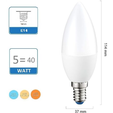 Lampadina Led Oliva 5W E14 opaca lampada per lampadario luce Fredda Naturale Calda  calda 3000k