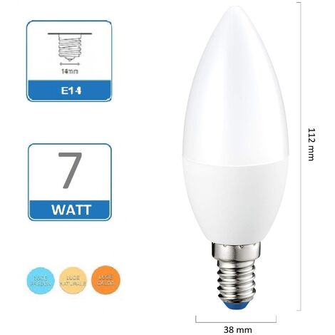 Lampadina Led Oliva 7W E14 opaca lampada per lampadario luce Fredda Naturale Calda Naturale 4000k