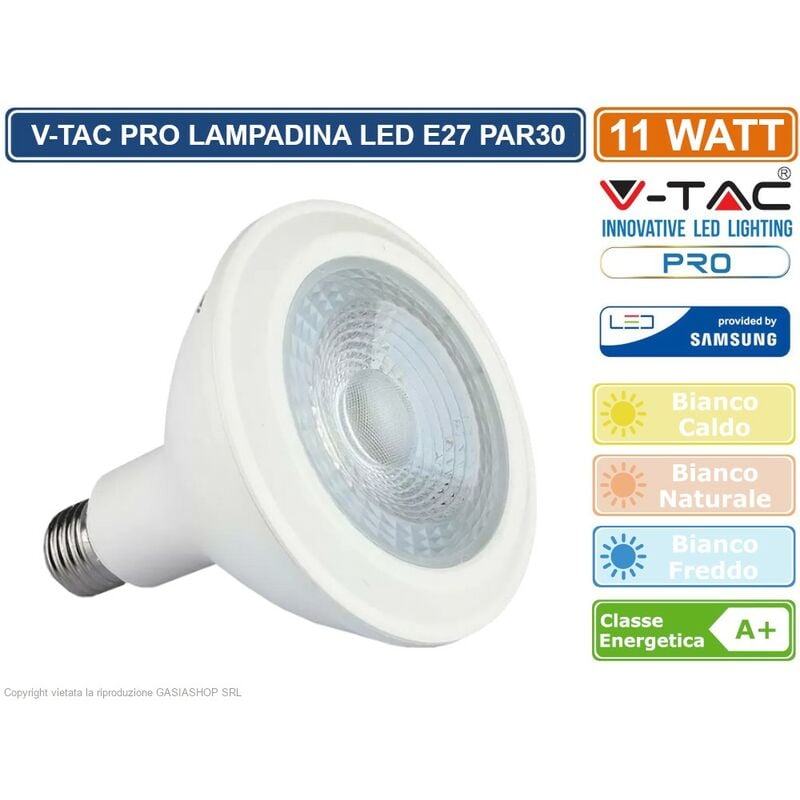 Image of Vtac - v-tac pro VT-230 lampadina led E27 11W bulb par lamp PAR30 chip samsung - sku 153 / 154 / 155 - Colore Luce: Bianco Freddo