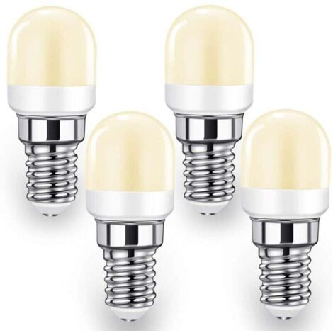 Lampadina LED per frigorifero E14, 1,5 W, equivalente a una lampadina da 15 W, bianco caldo 2700 K, base per macchina da cucire, 220-240 V, confezione da 4