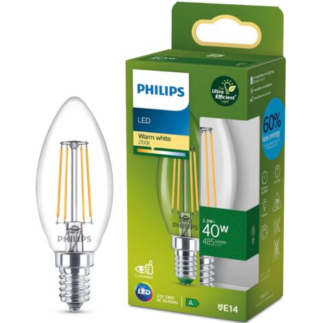 lampadina led philips oliva e lustre 2,3w 3000k e14