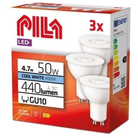 Lampadina LED PILA GU10 4,7W colore freddo 3 pezzi