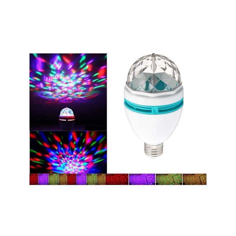 Image of Trade Shop - Lampadina Led Rgb Multicolor Attacco E27 Luce Led Colora Rotante 3watt 3w