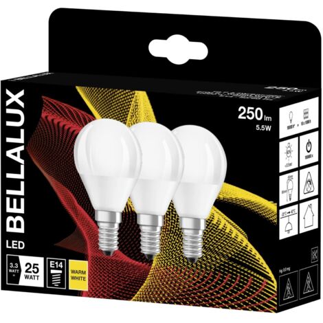 Lampadina LED smerigliata a sfera E14, 3,3W, bianco caldo. Confezione da 3.