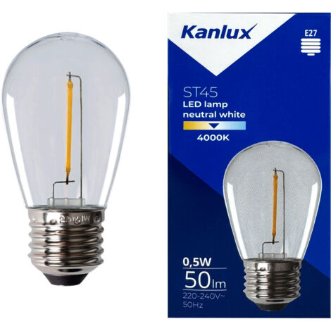 LAMPADINA LED ST45 LED 0,5W E27-NW - KANLUX                                                              - Luce NATURALE