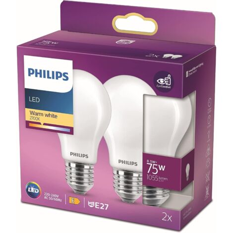 Lampadina LED standard E27 8,5 W 1055 lm 2700 K luce calda, 2 pezzi