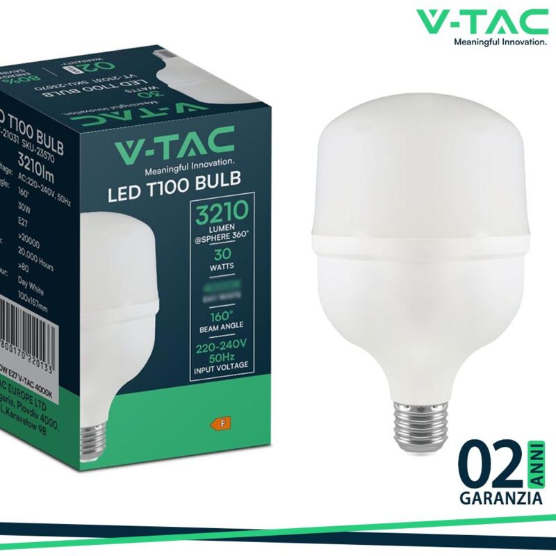 Lampadina led t100 V-tac e27 con supporto e40 30w