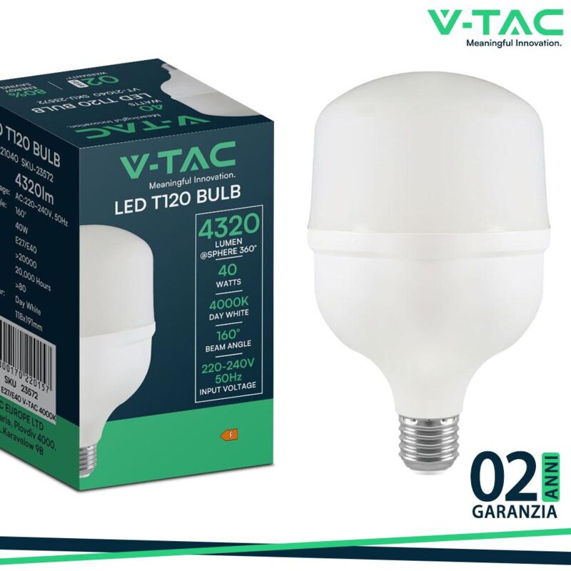 V-tac - Lampadina led t120 e27 con supporto e40