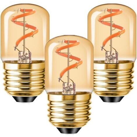 Lampadina LED vintage E27 da 1,5 W, luce notturna ambrata dimmerabile, filamento LED a spirale Edison, bianco ultra caldo 2200K, equivalente a 15 W per plafoniera, confezione da 3 [Classe energetica G