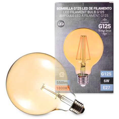 Lampadina LED Vintage Globe a filamento E27 G125 6W