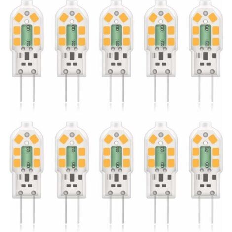Lampadina LED Vtizikl G4 2W, equivalente a una lampada alogena da 20W, bianco caldo 3000K, 200Lm, 12x SMD, 12V AC/DC - Confezione da 10 [Classe energetica A+]
