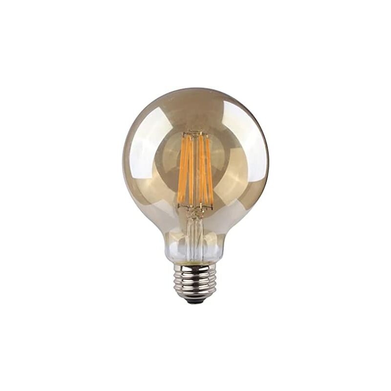 Image of EDM - Lampadina a globo con filamento led. vetro cristallo vintage e27 8w 720lm 2000k luce calda ø9,5x14cm
