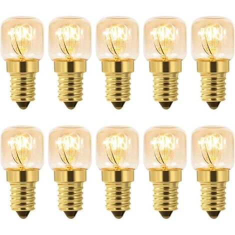 Lampadina per forno, 15W E14 T22, confezione da 10, bianco caldo 2700K, 80lm, CA 230V, per forno e frigorifero.