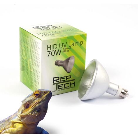 Lampadina riscaldante REPTECH HID metaalogena 70W UVA UVB + tester UVI