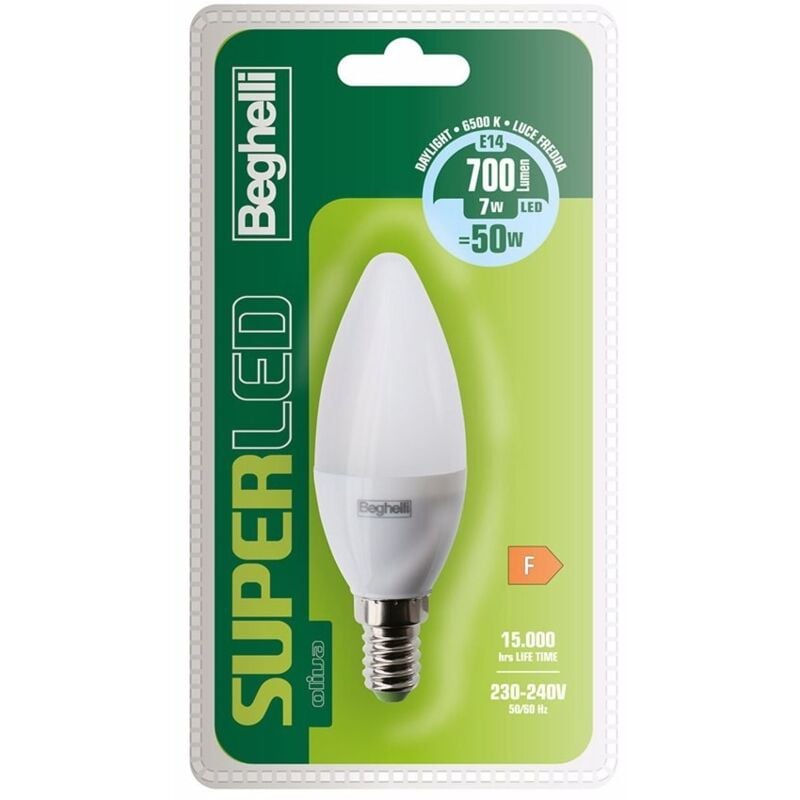 Beghelli - lampadina superled oliva E14 7W 6500K
