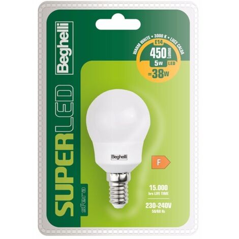 LAMPADINA SUPERLED SFERA E14 5W 3000K