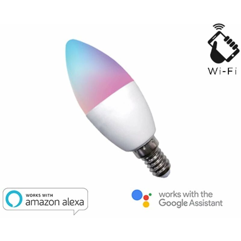 Image of Lampada led smart EE-45WE14 rgb + bianco caldo E14 C37 dimmerabile wifi - alexa e google home